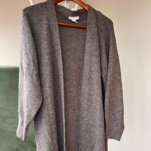 H&M Mushroom Brown Oversized Open-Front Knit Cardigan-EUC